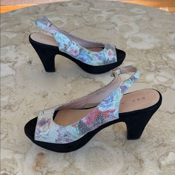 Sacha London Elga Suede Leather Open Toe Slingback Platform Heels - Picture 5 of 11